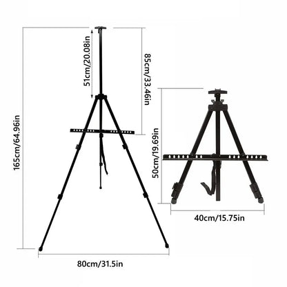 Adjustable Sketching Easel Black Silver Aluminum Alloy Sketch Drawing Easel Triangle Tool Shelf Travel Easel Art Supplies