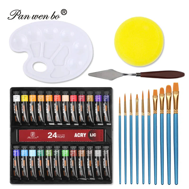 Acrylic Paint Set 6/12 Colors 25ml,Water-Proof Portable Art Rich Pigments for DlY Craft,Drawing,Painting,Canvas, Rock