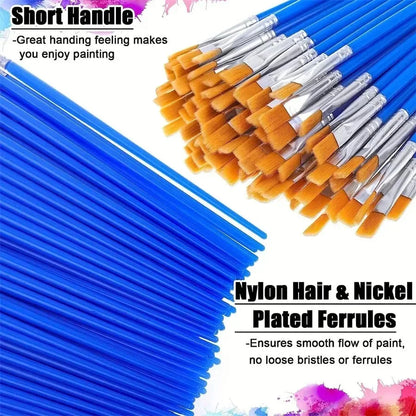 20-50 Painting Brushes Set Art Round Flat Hair Nylon Hair Paint Brush for Oil Acrylic Watercolor Kids/Artists/Beginners/Students