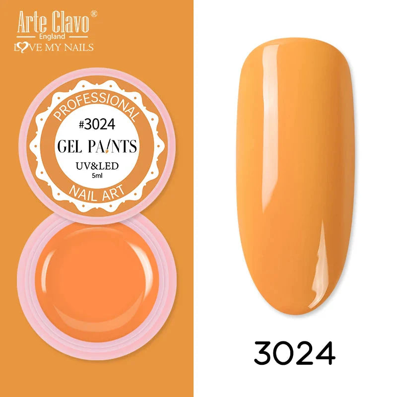 Arte Clavo Painting Gel 72 Colors 5ml Professional Nail Paint Color Gel Polish For Nail Art UV Gel Lacquer Gel Top Coat Manicure