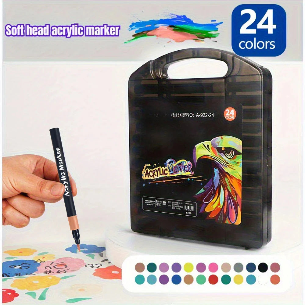 12/24/36/48 Colors Art Acrylic Markers Waterproof For Painting Wood Stone DIY Student Gift Art Stationery School Supplies