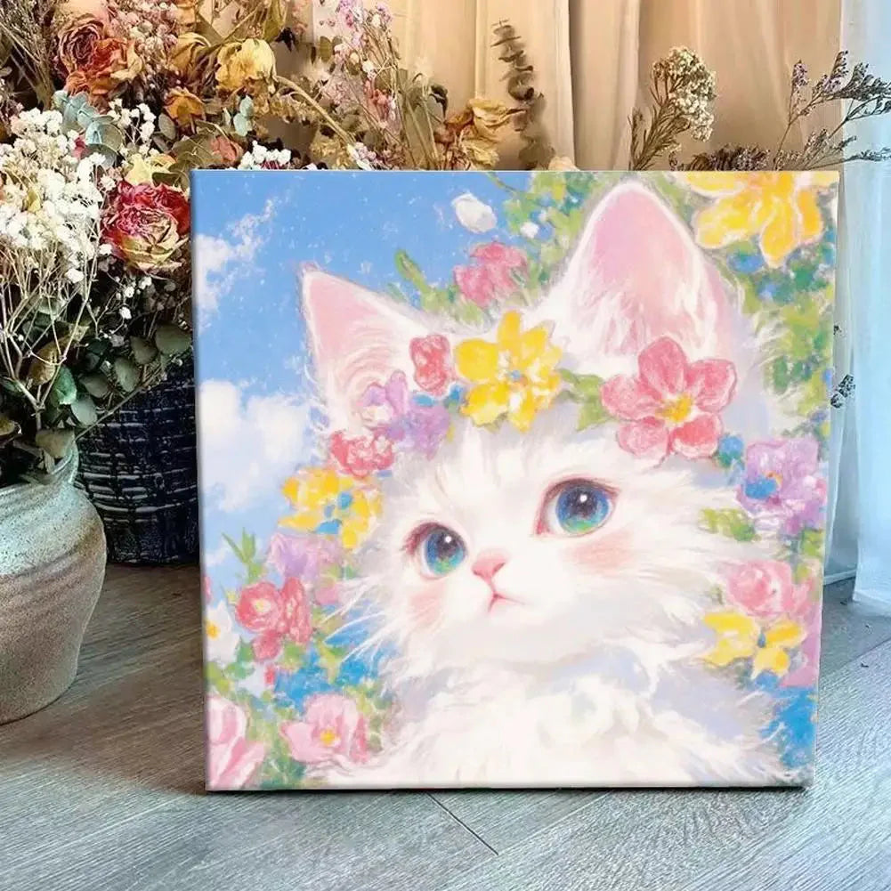 Oil Painting By Number House Tree DIY Digital Oil Painting Scenery Drawing Numbers Adults Kit Cat Handmade Gift Home Decor Gifts