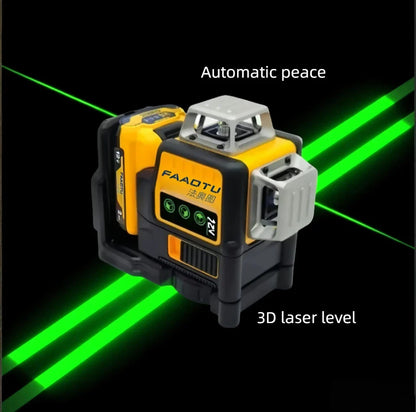 FAAOTU DW089LG 12 Lines 3 Sides 360 Degree Vertical 12V Lithium Battery Laser Level Horizontal Green Meter Outdoor