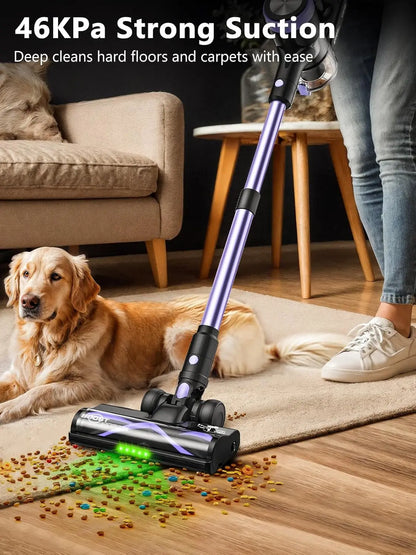 CordlVacuum Cleaner, 46KPa/500W Stick Vacuum with 55 Mins Runtime, Self-Standing Vacuum Cleaner for Home, LED Display, Anti