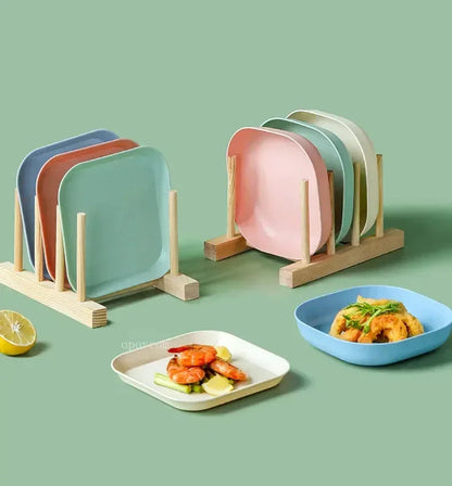Solid Color Wheat Straw PP Plate Reusable Small Plates Dinner Dish Vegetable Fruit Cake Snacks Plate Tableware Home Supplies