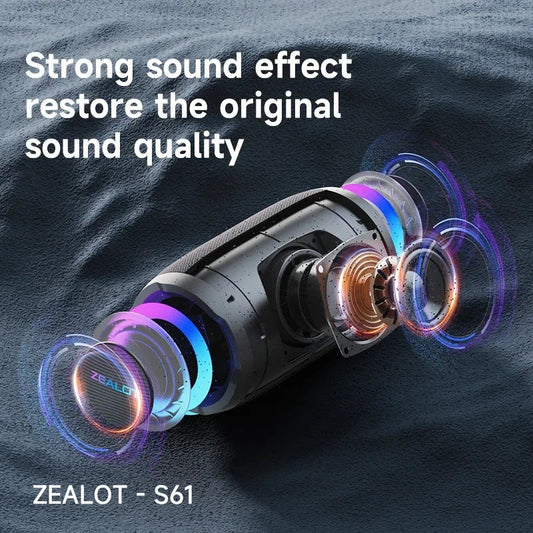 S61 Bluetooth Speaker,with IPX6 Waterproof Protection and Outdoor Bass Sound for Backyard and Beach Party,10W Loudspeaker