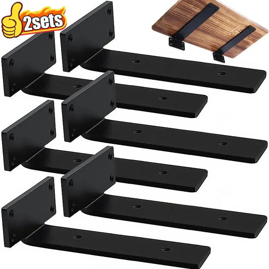 Heavy Duty L-shaped Shelves Brackets Thickened Floating Shelf Bracket Invisible Wall Shelves Support with Screws Hardware Tools