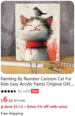 Canrichshop Black Cat Adult Paint by Number,Funny Bathing Cat Adults' Paint-by-Number Kits, Adults Beginners Unframed