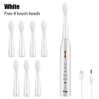 Sonic Electric Toothbrush For Adult Black White Whitening Timer Soft Hair IPX7 Waterproof 5-gear Mode USB Charging Teeth Brush
