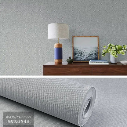 Modern Nordic Linen Textured Wallpaper – Eco-Friendly Non-Woven Solid Color Wall Covering
