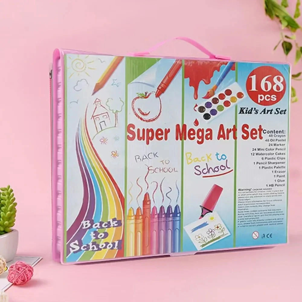 168pcs Office School Supplies Art drawing Set Oil Pastels Watercolor Markers Kids Painting Kit for Children Students School Gift