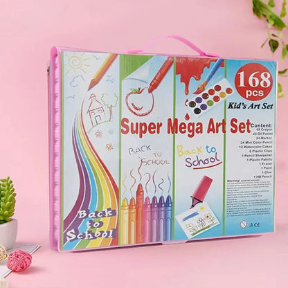 168pcs Office School Supplies Art drawing Set Oil Pastels Watercolor Markers Kids Painting Kit for Children Students School Gift