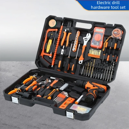 160/136/115/63 PC Lithium Drill Household Multifunctional Hardware Tool Manual Daily Electrician Woodworking Maintenance Toolbox