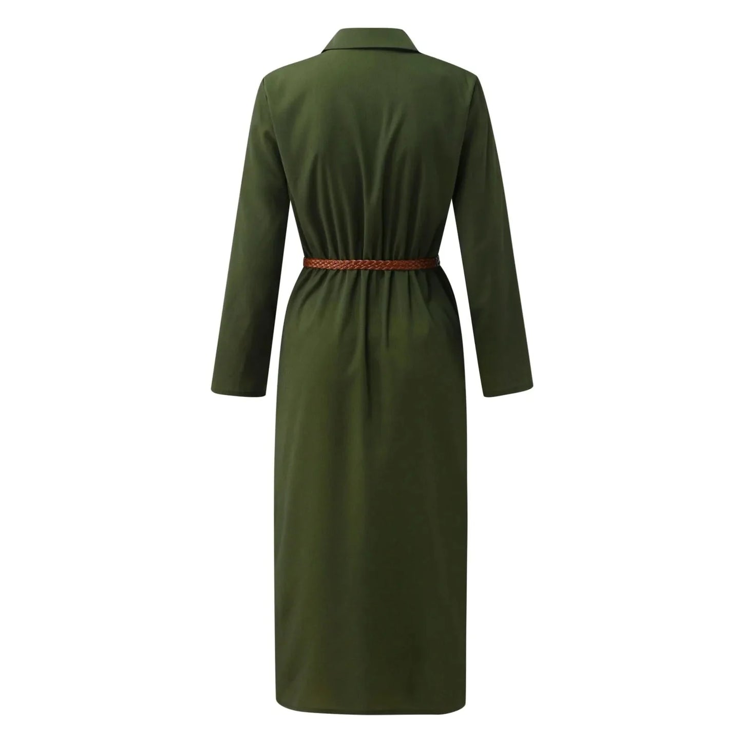 Womens Lace Up Tunic Dresses Summer Streetwear Long Sleeve Shirt Dresses With Belt casual Solid Color Linen Maxi Dress for women