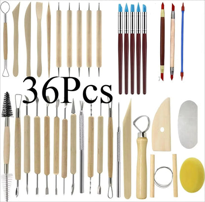 Art Supplies Ceramic Sculpting Tools Wooden Handles Ceramic Clay Pottery Tool Beginner DIY Crafts Wood and Steel Home School Use