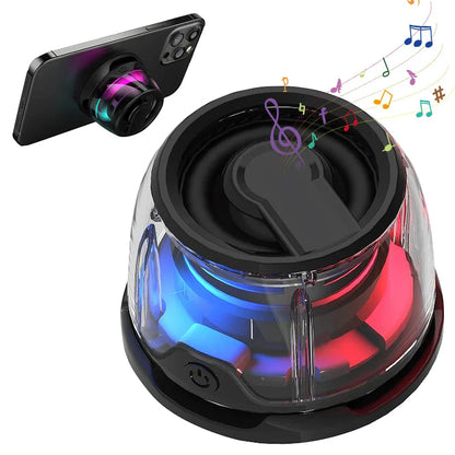 Magnetic Portable Bluetooth Speaker Mini Sound Box HiFi Stereo Soundbar Wireless Loudspeaker with LED Color Light Phone Holder