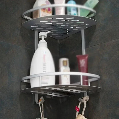 Bathroom Shelf Screws Fixed Durable Aluminum 2 Tiers Shower Shelf Kitchen Storage Holder Shampoo Soap Cosmetic Organizer Shelf