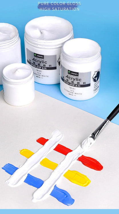 300ml White Acrylic Paints In Large Jars for Wall Painting Without Losing Color Waterproof and Sun Protection Art Supplies
