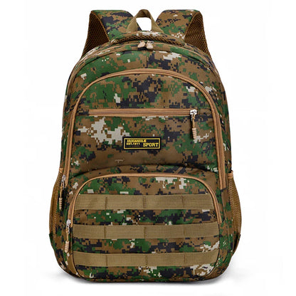 Camouflage large-capacity backpack - adjustable shoulder strap, outdoor theme style, zipper closure, ideal for hiking