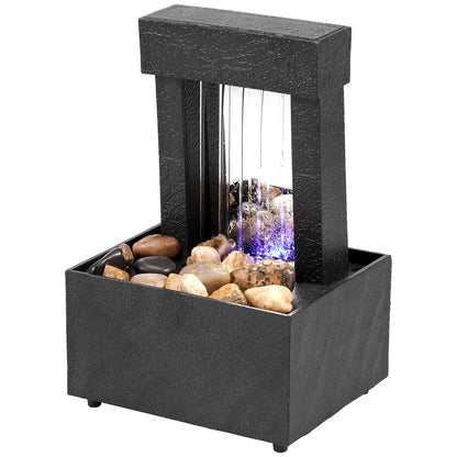 Mini Tabletop Fountain with Light Sound Relaxation Indoor Water Fountain Ornament Zen Meditation Fountain Home Decorations