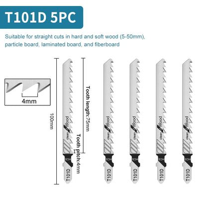 Premium T-Shank Jigsaw Blade Set - Multi-Material Cutting Kit for Wood, Plastic, and Metal - Compatible with Bosch/DEWALT/Makita