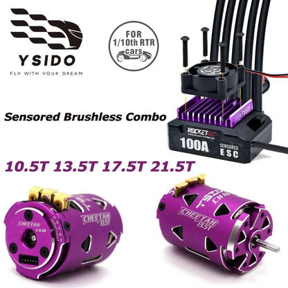 ROCKET RC 100A ESC w/ CH10 540 Motor 10.5T 13.5T 17.5T 21.5T Sensored Brushless Combo for 1/10 1/12 RC Drift Racing Car Parts