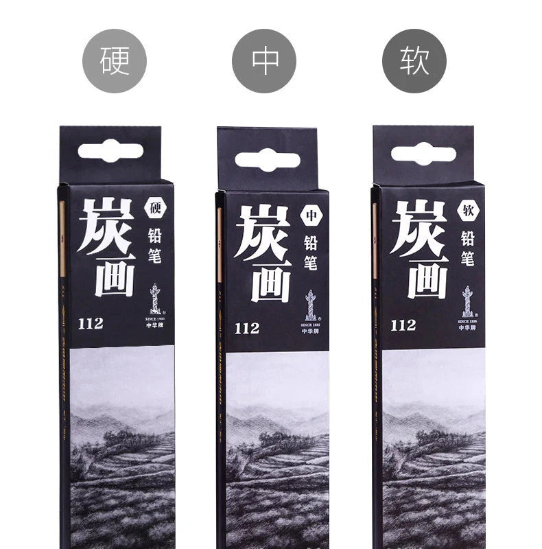 Specialized Sketch Charcoal pencils,Hard,Neutral,Soft Refills,Drawing Pencils,Art Student,Master Fine Arts Supplies 12pcs Box