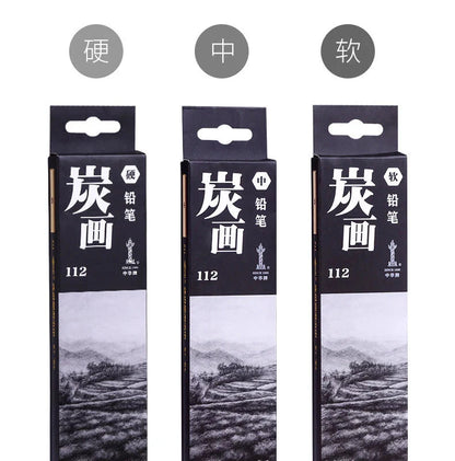 Specialized Sketch Charcoal pencils,Hard,Neutral,Soft Refills,Drawing Pencils,Art Student,Master Fine Arts Supplies 12pcs Box