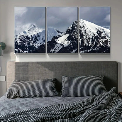 3 Panel Canvas Wall Art - Snow Mountain HD Modern Home decor, living room home decor,1.5 inch chunky wood frame