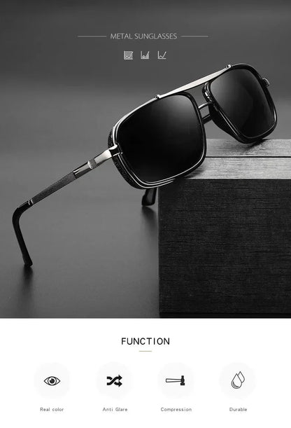 Polarized Punk Sunglasses Men Vintage Fashion Steampunk Square Sun Glasses Male Driving Googles Summer Travelling Shades UV400
