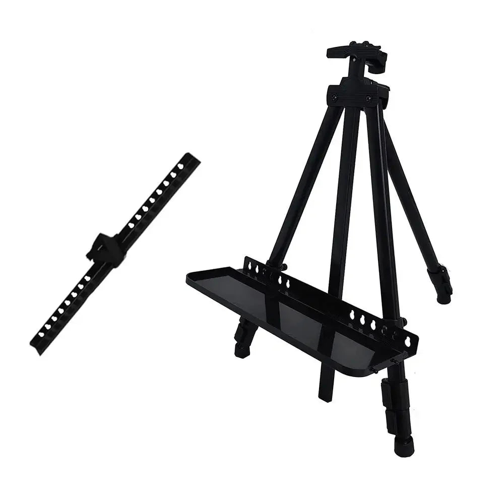 Adjustable Sketching Easel Black Silver Aluminum Alloy Sketch Drawing Easel Triangle Tool Shelf Travel Easel Art Supplies