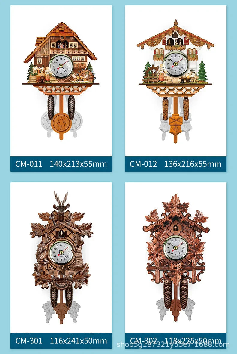 Wooden Hanging Wall Clock Bird Alarm Clock Cuckoo Clocks For Home Decoration Quartz Watch Decorative Home Decor
