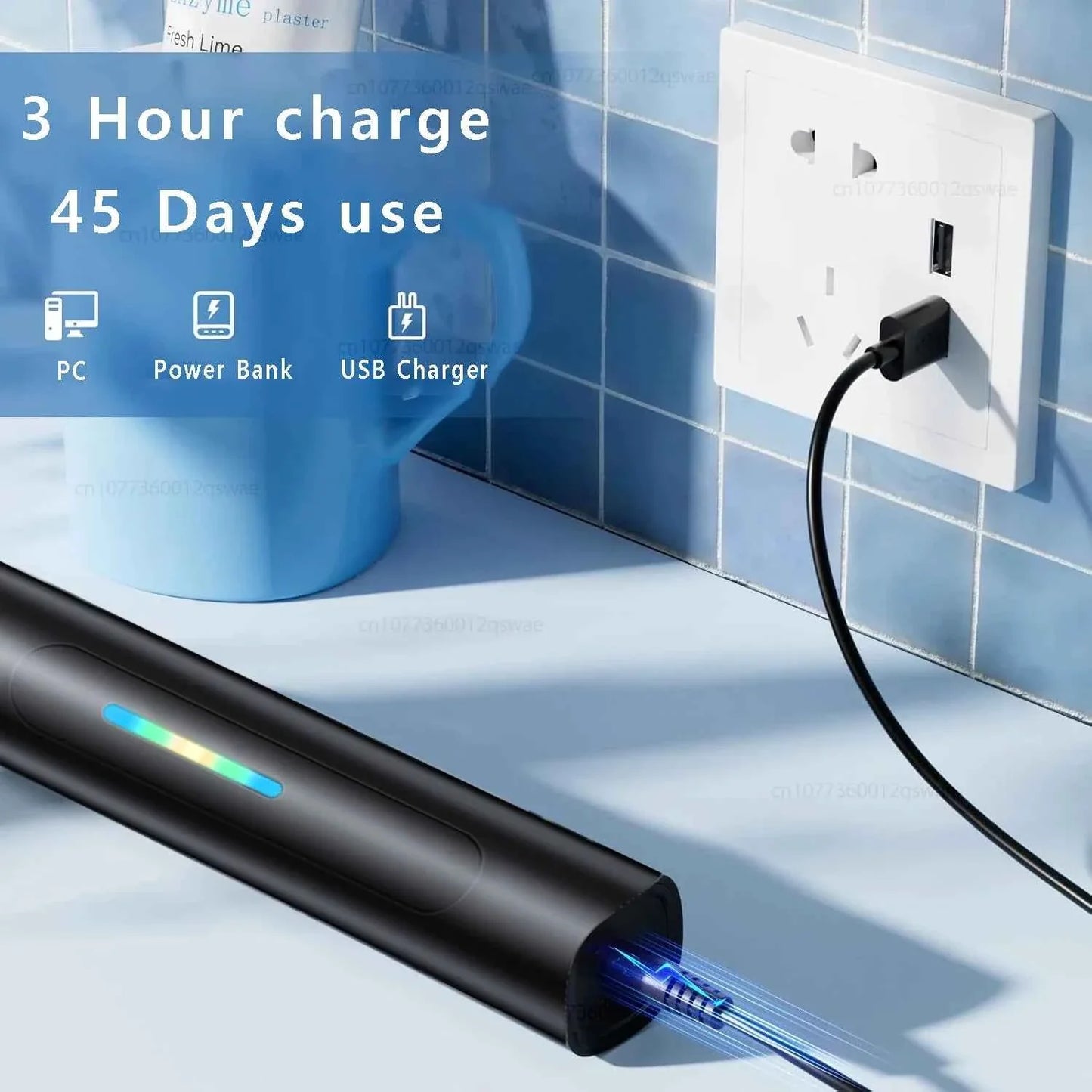 Electric Toothbrush Intelligent 5 Modes Cleaning Teeth Brush Waterproof Rotary Electric Toothbrush with 8 Brush Head