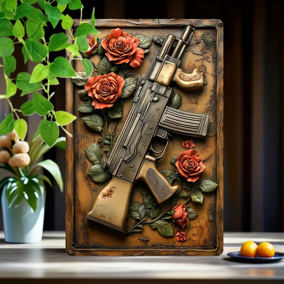 Vintage 'Hot Weapon' Aluminum Metal Sign (8"x12") - Ideal Wall Art for Man Caves, Bars, Garages & Outdoor Spaces