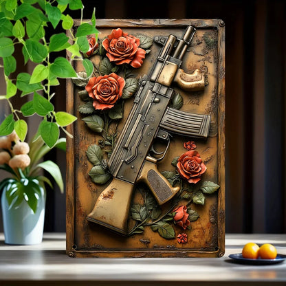 Vintage 'Hot Weapon' Aluminum Metal Sign (8"x12") - Ideal Wall Art for Man Caves, Bars, Garages & Outdoor Spaces