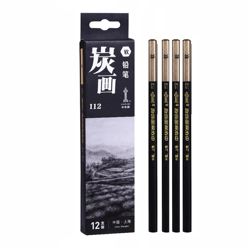Specialized Sketch Charcoal pencils,Hard,Neutral,Soft Refills,Drawing Pencils,Art Student,Master Fine Arts Supplies 12pcs Box