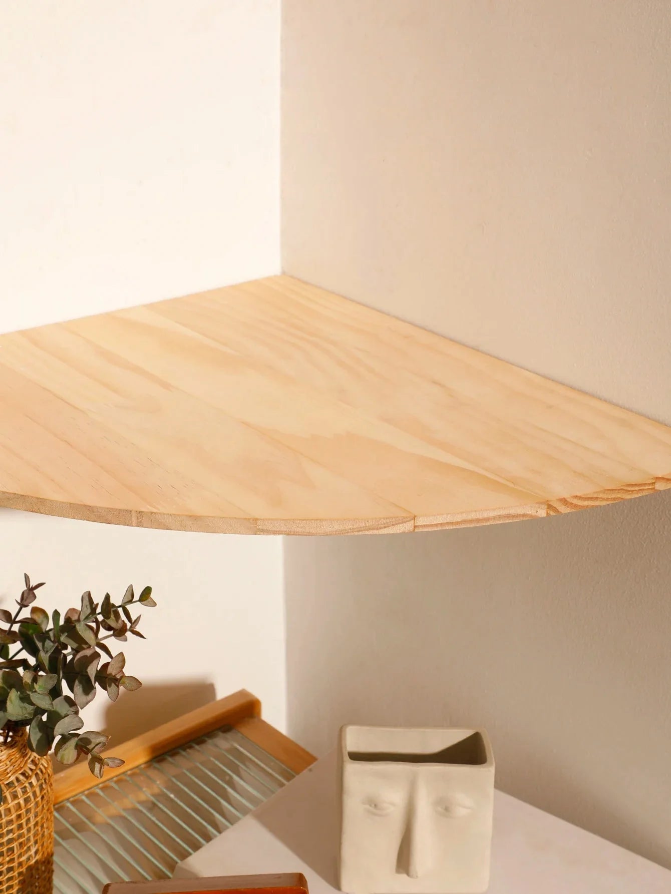 Scalloped Corner Shelves Floating Wall Shelf Storage Rack Wooden Wall Decor Bedroom Living Room Kitchen  Home Decorations Ledge