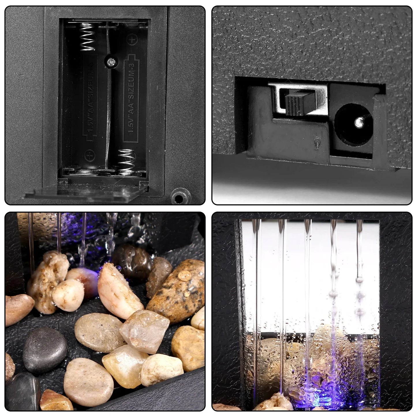 Mini Tabletop Fountain with Light Sound Relaxation Indoor Water Fountain Ornament Zen Meditation Fountain Home Decorations