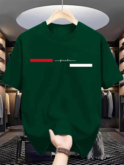 Simple Fashion Striped Graphic T Shirts For Men Summer Casual  Letters Printed T-shirts Loose Streetwear Harajuku Tees Tops