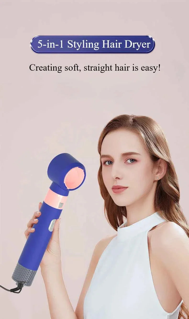 5-in-1 Negative Ion Automatic Curling Iron Multifunction Convenient Hair Dryer Volume Straight Hot Air Comb Curly Girl Method