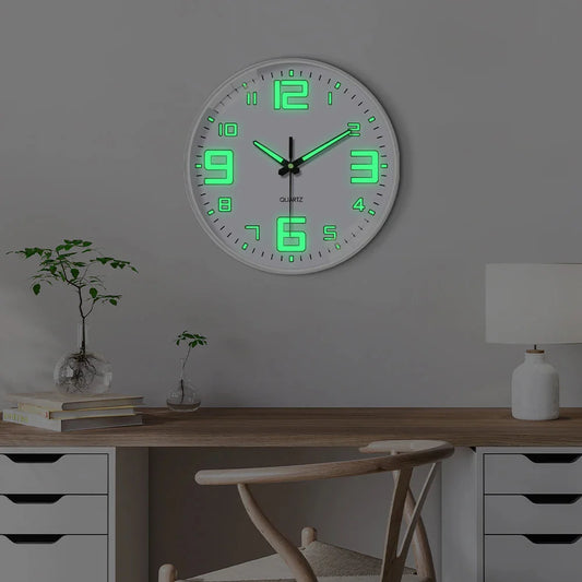 Glow In The Dark Luminous Numbered Round Clock