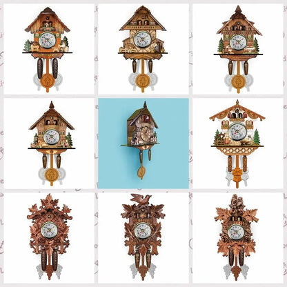 Forest Tower Wood Pendulum Vintage Clocks Vintage Silent Wood Wall Clock Wooden 3D Chiming 3D Chiming Clock Housewarming Gift