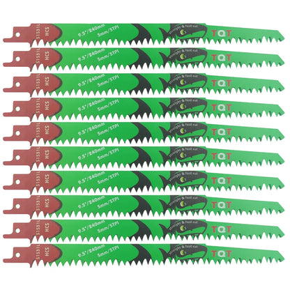 10Pcs 6-9.5-12 Inch Long Reciprocating Saw Blades 5-6Tpi Hcs 150mm Saber Blades for Cutting Wood Pvc for Bosch Makita Dewalt DIY Tool