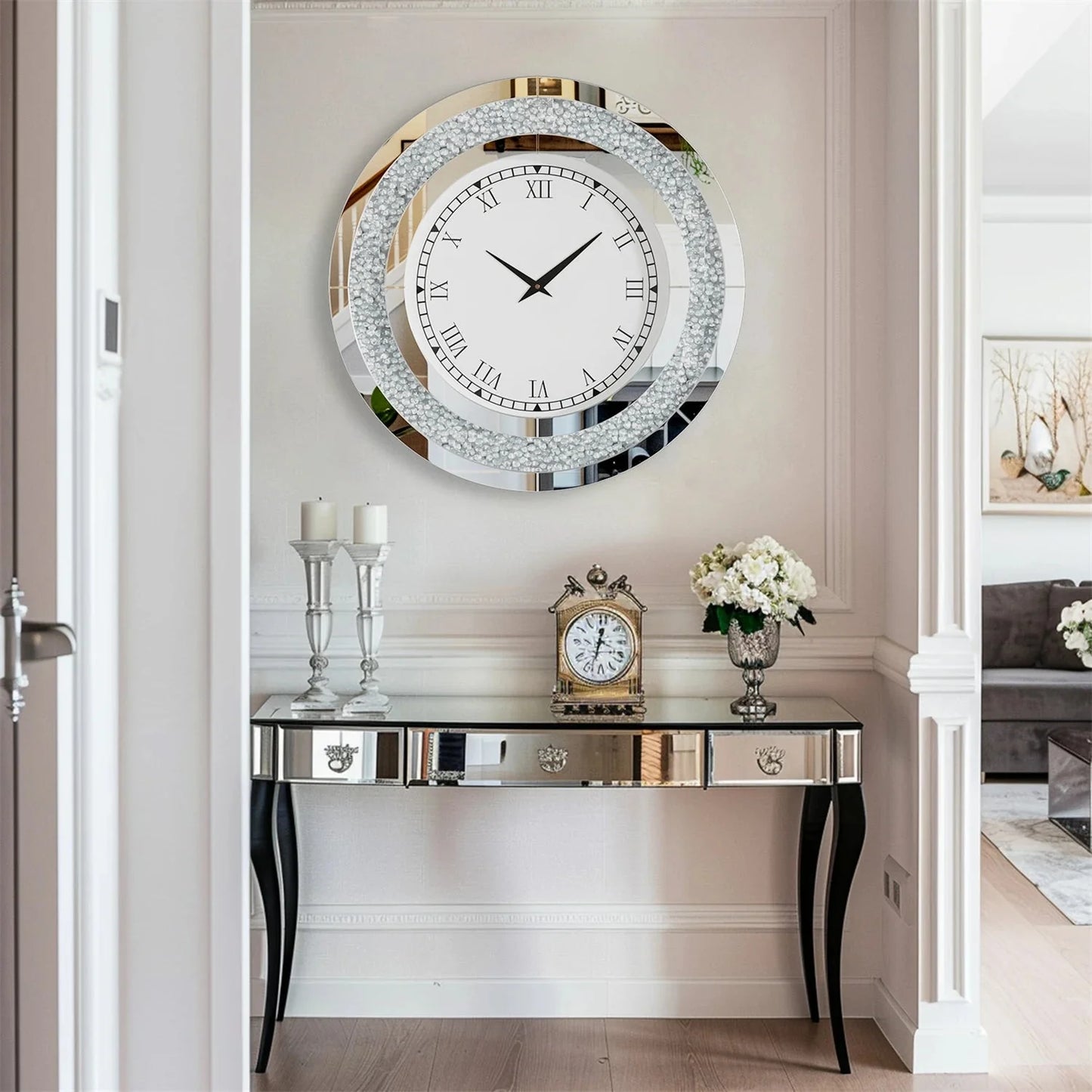 Sparkle & Twinkle Shining Mirrored Luxurious Home Modern Wall Clock 23" or 31"