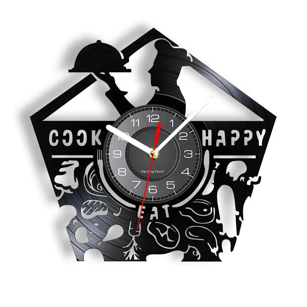 The Kitchen The Heart Of The Home Inspired Vinyl Record Clock Modern Design Vinyl Wall Watch Kitchen Decor Noiseless Timepieces