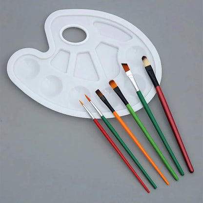 Drawing Artist Gouache Brush Student Art Painting Supplies Oil Painting Palette Art Oval Palette Brush Set Watercolor Tray