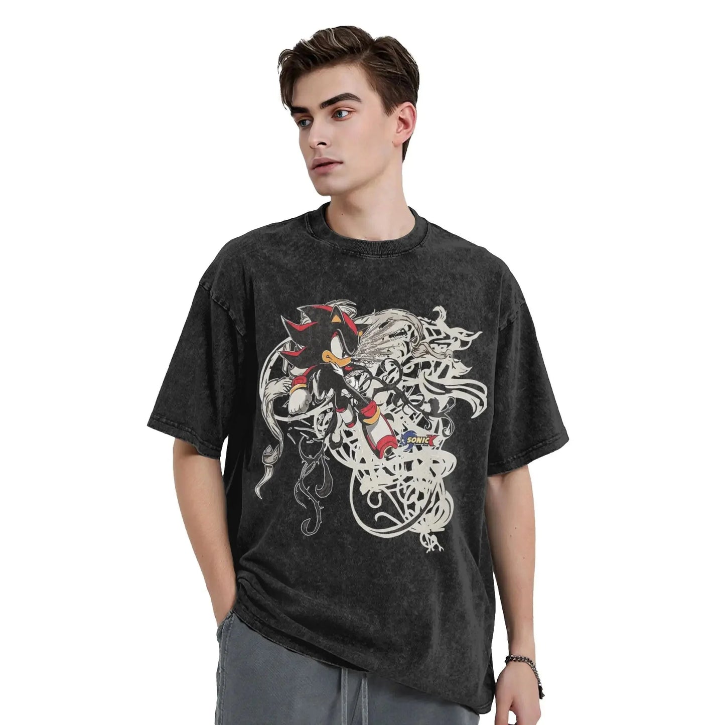 Washed T Shirts S-Shadows Cool H-Hedgehoged Hip Hop Retro T-Shirt Oversize Streetwear Printed Tops Tee Shirt for Men Women