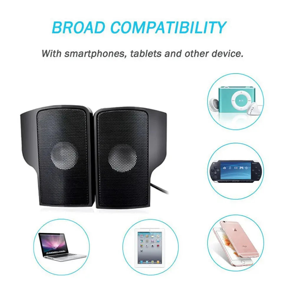 OUTMIX 1 Pair Mini Portable Clipon USB Stereo Speakers line Controller Soundbar for Laptop Mp3 Phone Music Player PC with Clip