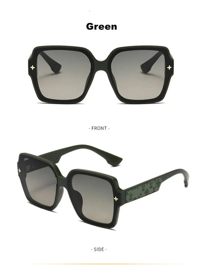 Fashion Square Frame Sunglasses for Women Luxury UV Protection Large Frame All-Match DS-8052-1