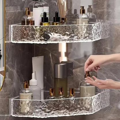 Wall Mount Corner Shelf Glacier Design Clear Bathroom Shelf for Shampoo Soap Storage Organizer Shower Caddy Bathroom Accessories